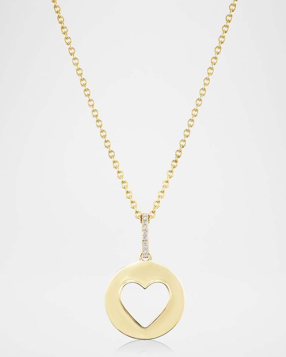 14K Yellow Gold Open Heart Pendant Necklace